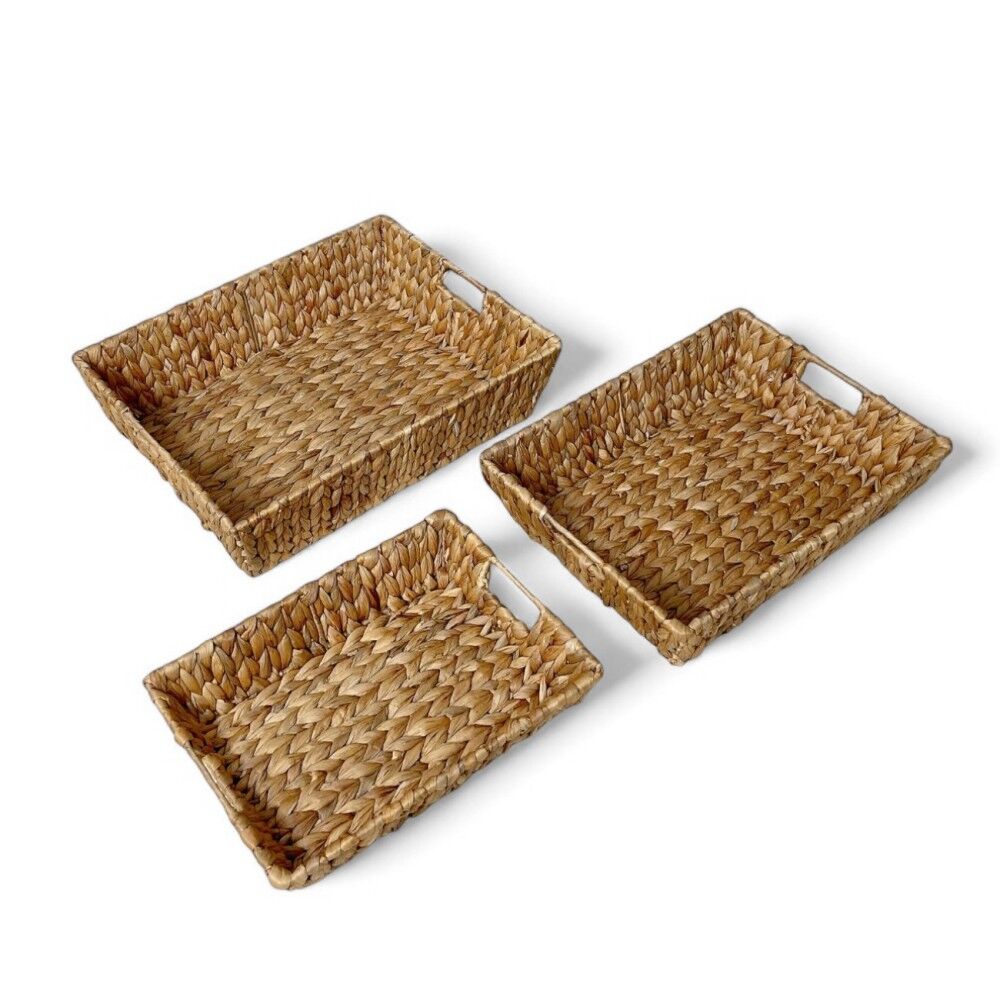 Water Hyacinth Rectangle Trays - Set of 3