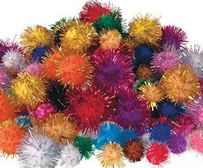 >Glitter Pom Poms Assorted Size - 200pk