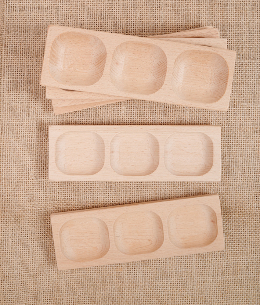 3-Pebble Word-Building Wooden Tray - Set of 6