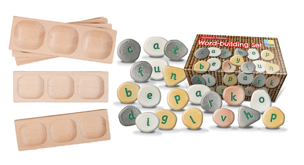 3-Pebble Wordbuilding Set with 6 Trays