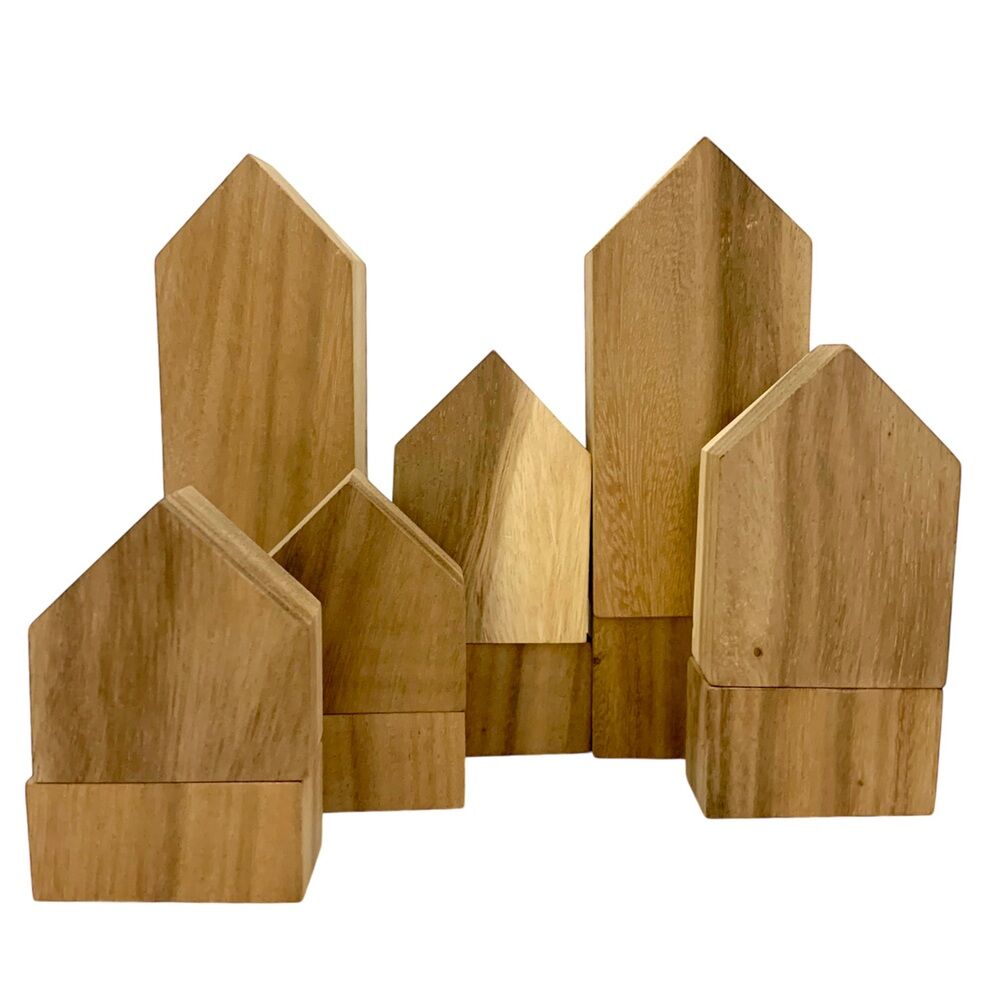 Papoose Natural House Blocks - 12pcs