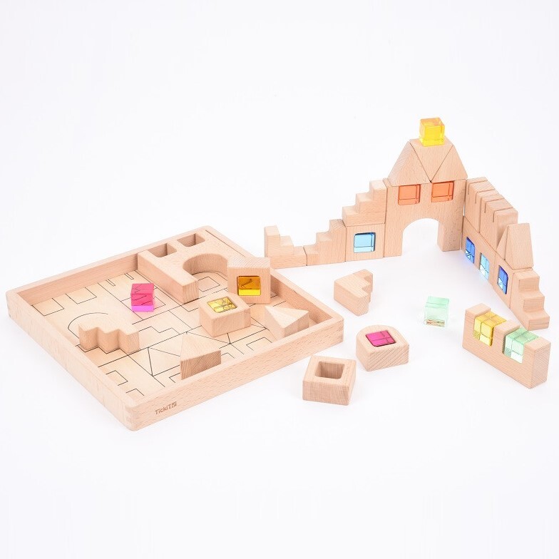 Wooden Building Gem Blocks - 40 Pieces