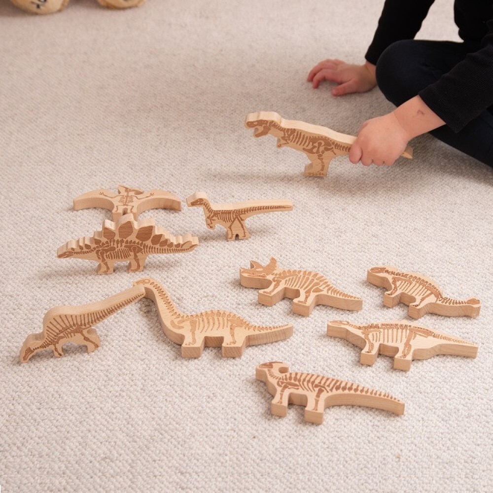 Wooden Dinosaur Blocks - 10 Pieces