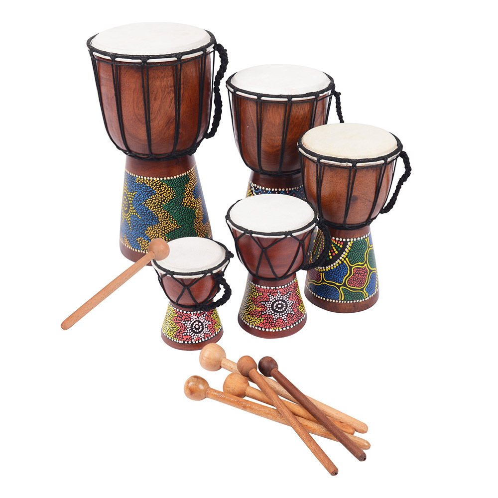 Multicultural Mixed Djembe Drums - Set of 5