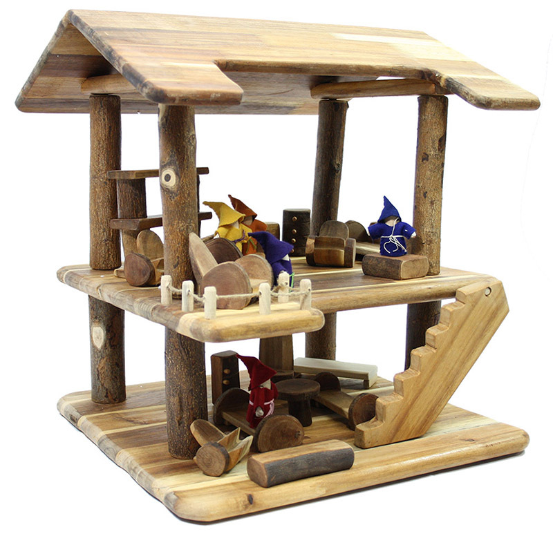 natural wood dolls house