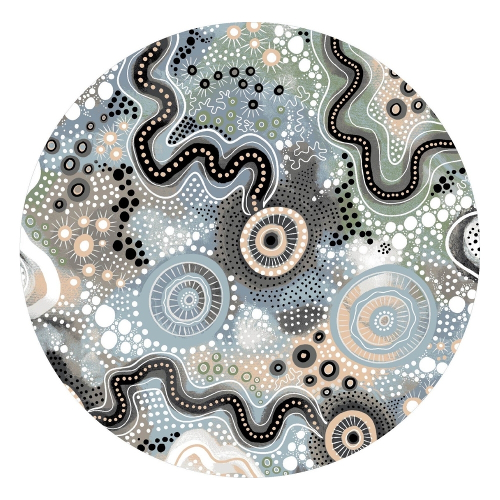 Indigenous Designed Round Rug - 'Connecting With Country' 2m