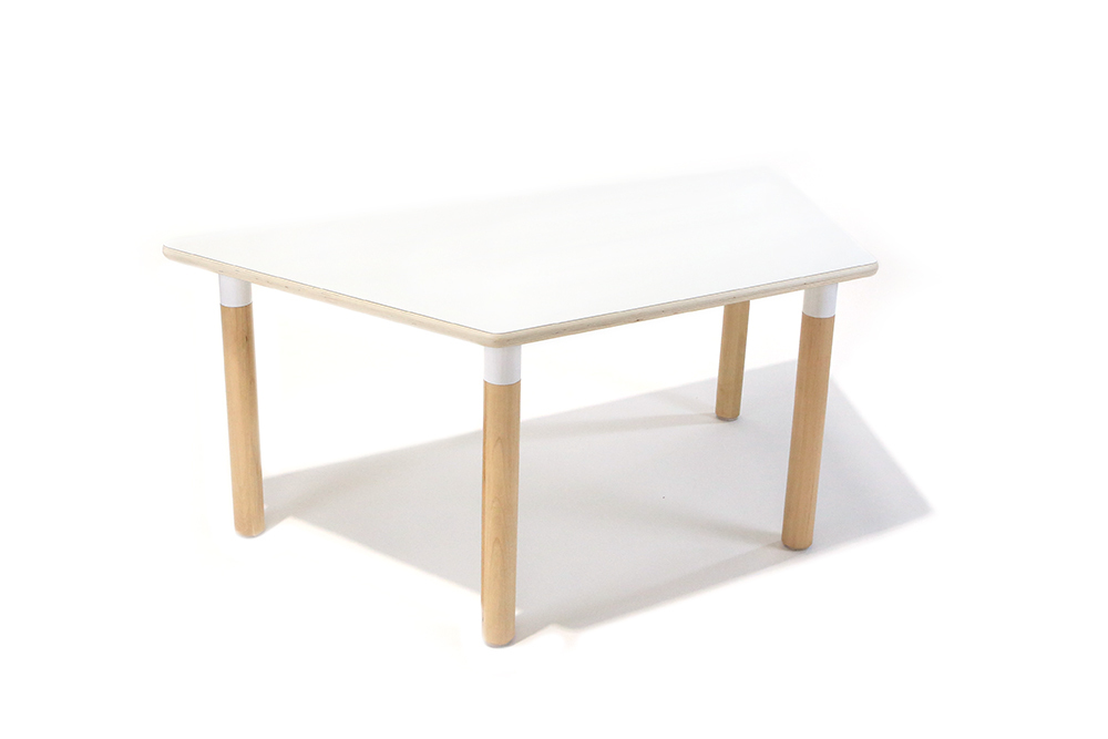 Osma Trapezoid Timber Table - White - 120 x 60 x 38cmH