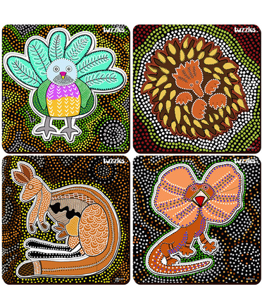 Tuzzles Aboriginal Art Australian Fauna Raised Puzzles - Set of 4